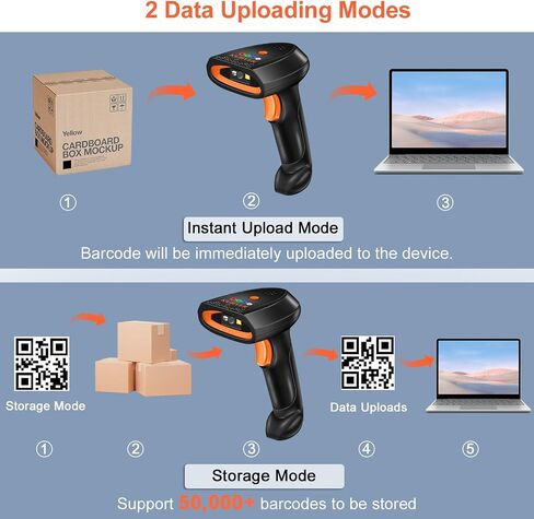KUIIYER Bluetooth Barcode Scanner, Wireless 2D QR 1D Bar Code Scanners with LCD Digital Display & AI Voice, Plug & Play Handheld Barcode Reader for iPhone, Android, iPad, Tablet, PC Computers & POS in Saudi Arabia