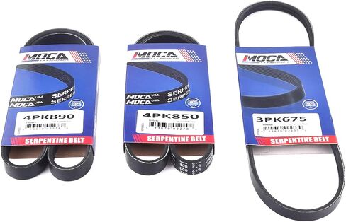 MOCA 3PK675 و 4PK850 & 4PK890 EPDM Serpentine Belt Fits لـ KIA 2010-2012 Soul 2U Hatchback 4-Door 2.0L ، For Hyundai 2008-2009 Tucson L 2.0L ، 2008-2009 Tucson Limited ، وأكثر in Saudi Arabia