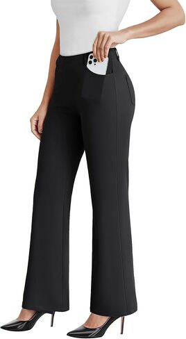 Dress Work Pants Women Business Casual Slack Trousers Stretchy Pull On Office Flare Pants with Pockets in Kuwait