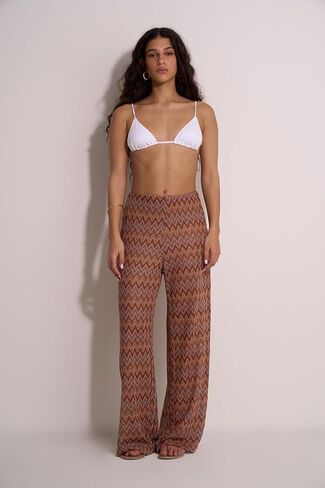 Gottex Beach Life High-Waist Wide Leg Pants - Zig Zag Crochet Design, Elastic Waistband & Pairs with Desert Mirage Tops in Saudi Arabia