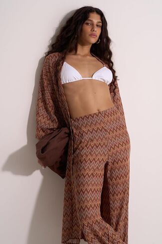 Gottex Beach Life High-Waist Wide Leg Pants - Zig Zag Crochet Design, Elastic Waistband & Pairs with Desert Mirage Tops in Saudi Arabia