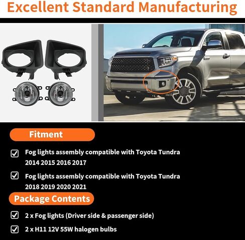 Bumper Driving Fog Light Assembly Compatible with Tundra 2014-2021 Clear Lens Left & Right Side Fog Lamp w/H11 12V 55W Halogen Bulbs 8122002160 TO1038175 in Saudi Arabia