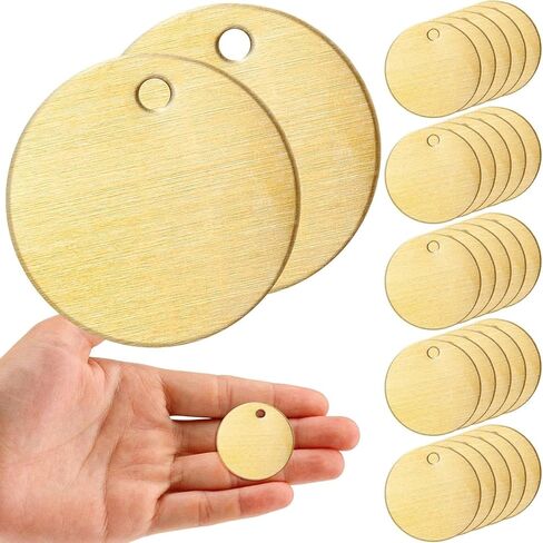 50 Pcs Round Brass Tags, 1-1/4 Inch Diameter, Blank Valve Tags Gold Brass Tags for Stamping, Stamping Tag with Hole for Pets, Plants, Doors in Kuwait