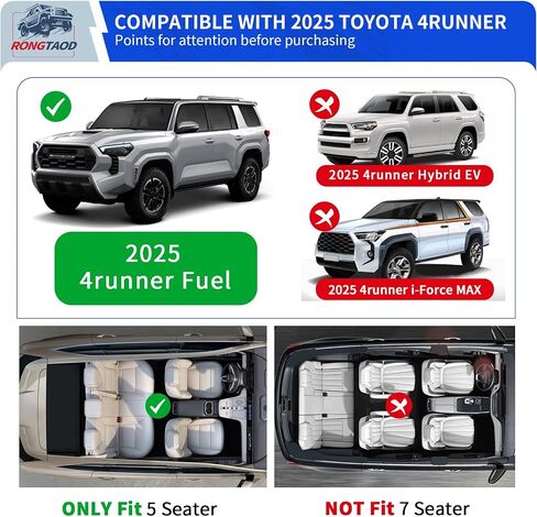 Rongtaod Cargo Mat Compatible with 2025 Toyota 4Runner Gas 5 Seater (NO Hybrid EV & i-Force MAX) Cargo Liner Trunk Liner Trunk Mat Back Seat Protector 4 Runner Accessories (Cargo Mat+Backrest Mats) in Saudi Arabia