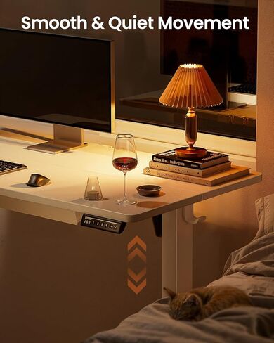 ErGear 44" x 24" Electric Standing Desk with Drawers, Height Adjustable Desk with 4 Preset Heights, Ergonomic Rising Home Office Computer Table with Splice Board, White in Saudi Arabia