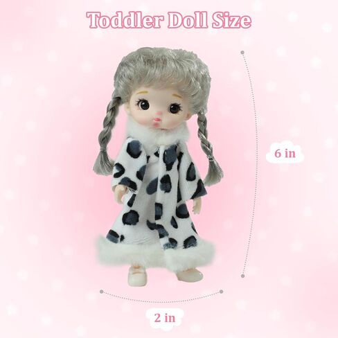 4 Inch Mini Baby Dolls 6pcs Set Realistic Reborn Baby Dolls Cute Small Baby Doll with Animal Clothes Suitable for Baby Gifts for Boys and Girls Over 3 Years Old Birthday Gift in Kuwait