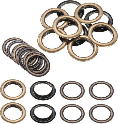 HARFINGTON 10Set Grommets Eyelets 40mm 1-4/7 Inch Brass Eyelets Kit with Washers for Fabric Curtain Tarps Leather Belt Shoes Bag DIY, Black in Saudi Arabia