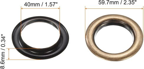 HARFINGTON 10Set Grommets Eyelets 40mm 1-4/7 Inch Brass Eyelets Kit with Washers for Fabric Curtain Tarps Leather Belt Shoes Bag DIY, Black in Saudi Arabia