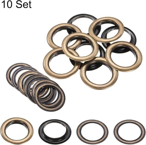 HARFINGTON 10Set Grommets Eyelets 40mm 1-4/7 Inch Brass Eyelets Kit with Washers for Fabric Curtain Tarps Leather Belt Shoes Bag DIY, Black in Saudi Arabia