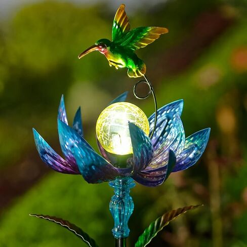 Solar Wind Spinners Outdoor, Solar Wind Spinner with LED Lights Ball, Garden Windmill for Yard, Garden, Patio, Lawn Decor (Blue) in Saudi Arabia