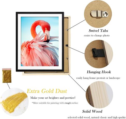 White 12x16 Wood Picture Frame Diamond Painting Frames 30x40cm Display 10x14 in/ 25x35cm with Mat or 12x16in / 30x40 cm Without Mat 12 x 16 Frame for Diamond Art Poster Photo Wall Mounting in Saudi Arabia