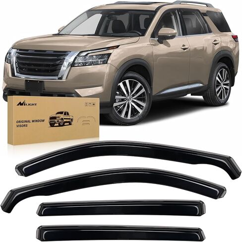 واقيات المطر Nilight in Channel لسيارة Nissan Rogue S SV SL 2014 2015 2016 2017 2018 2019 2020 منحرفات النوافذ الأصلية، واقيات نافذة التهوية - 4 قطع in Saudi Arabia