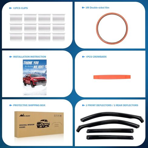 واقيات المطر Nilight in Channel لسيارة Nissan Rogue S SV SL 2014 2015 2016 2017 2018 2019 2020 منحرفات النوافذ الأصلية، واقيات نافذة التهوية - 4 قطع in Saudi Arabia