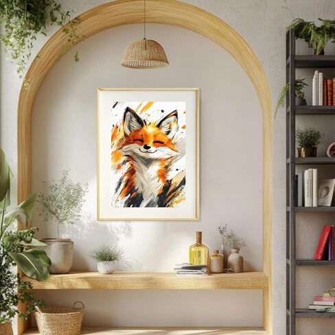 MEIYUDA Fox Paint by Numbers Kit, Japanese Paint by Numbers for Adults Beginners, DIY Landscapes Acrylic Oil Painting by Number on Canvas for Gift Home Wall Decor 16x20in in Saudi Arabia
