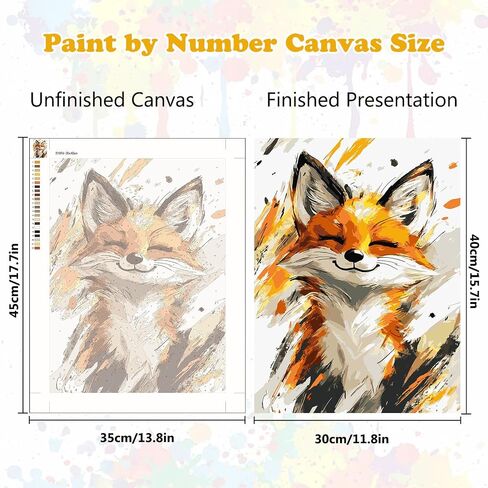 MEIYUDA Fox Paint by Numbers Kit, Japanese Paint by Numbers for Adults Beginners, DIY Landscapes Acrylic Oil Painting by Number on Canvas for Gift Home Wall Decor 16x20in in Saudi Arabia