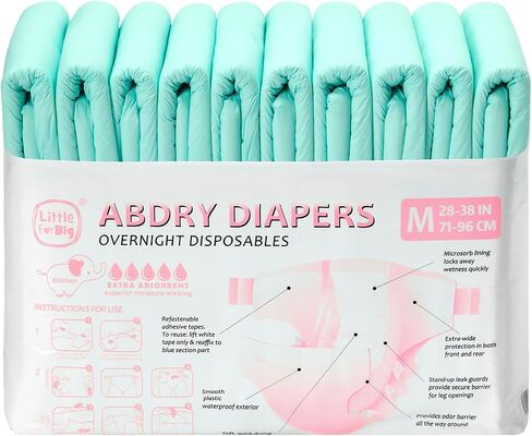 Littleforbig الأشرطة القابلة للتعديل حفاضات البالغ 10 قطع-حفاضات updry ultra ustra white (x-large 48 "-56") in Kuwait