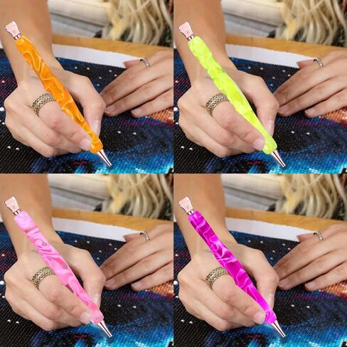 Diamond Painting Art Drill Pen with Stainless Steel Metal Tips Placer Grid Nibs Angle Tip and Clay Glue Tool Kit Accessories Pack for Diamond Painting, Diamond Art, Nail Art 7colors in Kuwait
