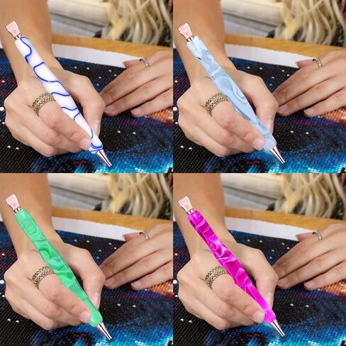 Diamond Painting Art Drill Pen with Stainless Steel Metal Tips Placer Grid Nibs Angle Tip and Clay Glue Tool Kit Accessories Pack for Diamond Painting, Diamond Art, Nail Art 7colors in Kuwait