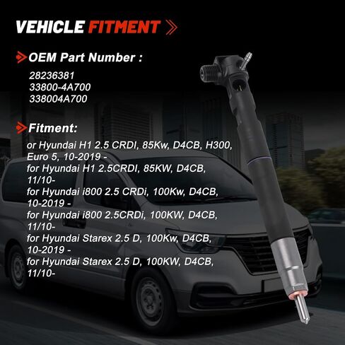 4pcs 28236381 33800-4A700 حاقن الوقود لـ Hyundai 2.5d I800 D4CB D4CB-A EURO 5 ILOAD H300 H-1 Engine H1/Starex Travel 2010-- in Saudi Arabia
