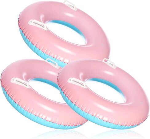 Shinyrelief 3 Pack 33 '' POOLTABLE POOLLS مع مقبض حلقات أنبوب السباحة معكرون مقبض أنابيب داخلية ، تطفو على شاطئ العزوزة الصيفية لحفلة العزوزة البالغين in Kuwait