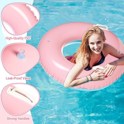 Shinyrelief 3 Pack 33 '' POOLTABLE POOLLS مع مقبض حلقات أنبوب السباحة معكرون مقبض أنابيب داخلية ، تطفو على شاطئ العزوزة الصيفية لحفلة العزوزة البالغين in Kuwait