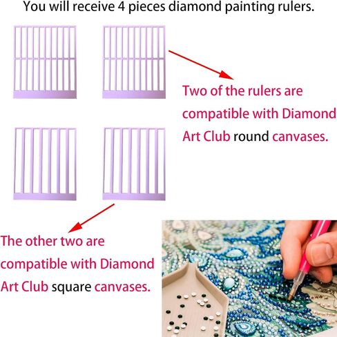 SPANSEE 2 PCS Diamond Painting Ruler, Ruler Compatible with Diamond Art Club Round Canvases, Diamond Painting Guide in Kuwait