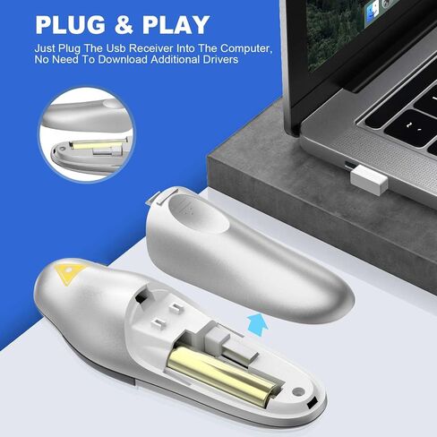 برنامج QUI Plicker Wireless Prosser Clicker Remote for PowerPoint Presentation Remote ، USB Blue Powerpoint Slide Advancer لنظام التشغيل Mac/Linux ، Google Slide/PPT/Keynote in Kuwait