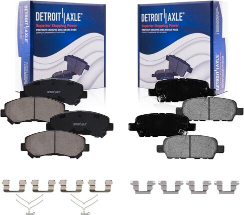 Detroit Axle - Brake Pads for Nissan Maxima Sentra Ceramic Brake Pads w/Clip Replacement Brakes Front & Rear in Saudi Arabia