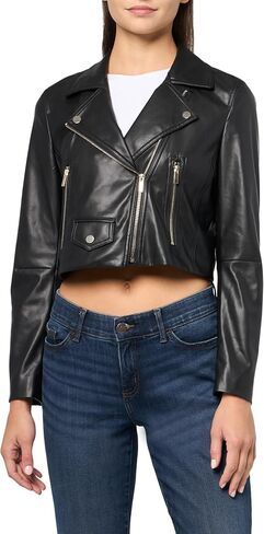 Anne Klein Women's Vegan Leather Short Moto Jacket in Saudi Arabia