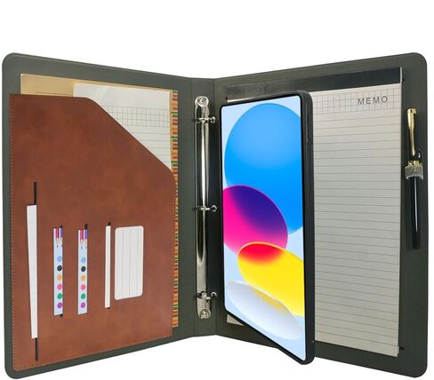 Tablet Organizer Portfolio Case with 3-Ring Binder, Binder Padfolio File Folder with Removable Tablet Holder, Compatible with 13-inch iPad Pro(2024) (Gray) in Kuwait