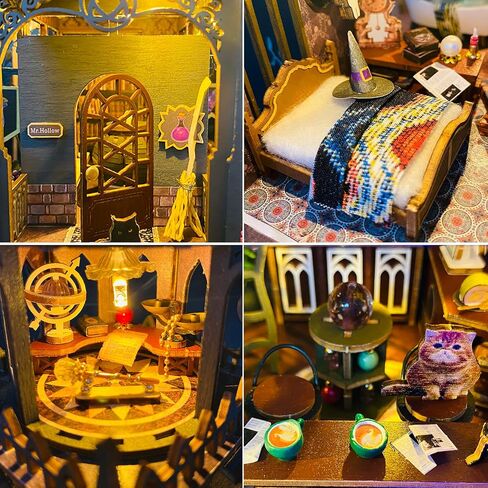 طقم منزل مصغرة DIY مع الباب المفتوح: Mini Wooden Dollhouse Miniature Kit مع LED Light ، Plustopoy Magic Tiny Model Mini Building Kit للبالغين المراهقين - هدية Creative Crafts ، ديكور المنزل in Kuwait