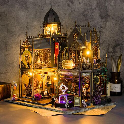 طقم منزل مصغرة DIY مع الباب المفتوح: Mini Wooden Dollhouse Miniature Kit مع LED Light ، Plustopoy Magic Tiny Model Mini Building Kit للبالغين المراهقين - هدية Creative Crafts ، ديكور المنزل in Kuwait