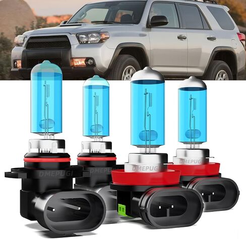 مصابيح المصابيح الأمامية متوافقة مع Toyota 4runner 2006-2021 ، 9005/HB3/H10 High Beam + H11/H8/H9 Low Beams Halogen Meadlb Pulb Combo ، Super Bright 6000K White ، 4 Pack in Kuwait