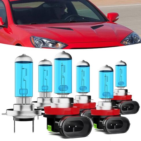 Halogen Headlights Fit for Hyundai Genesis Coupe 2013-2016 Headlight Bulbs,H7 High Beams+ H11/H8/H9 Low Beams+ h11 Fog Lights Bright Front Lights,Plug And Play,Pack of 6 in Saudi Arabia