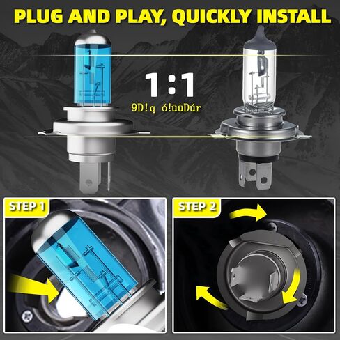 Headlight Bulbs Fit For Toyota Tundra 2000-2006, 9003 High Low Dual Beam 9006 Fog Lights Combo High Performance Halogen Light Bulbs, 5500K White Light Super Bright Easy Installation, 4PCS in Saudi Arabia