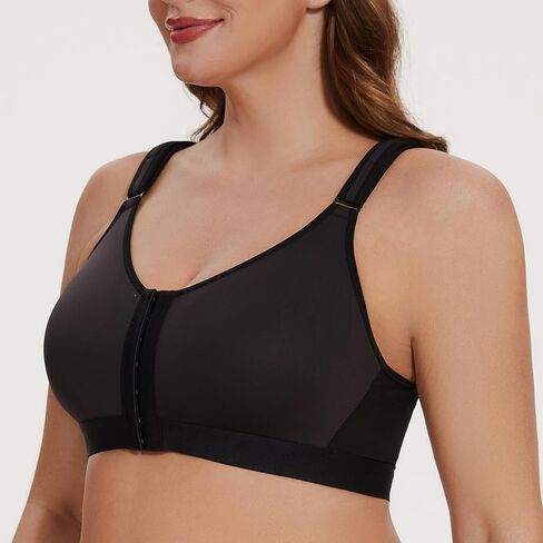 MELENECA Women's Front Closure Wirefree Post Surgery Plus Size Back Support Posture Bra in Kuwait
