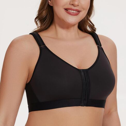 MELENECA Women's Front Closure Wirefree Post Surgery Plus Size Back Support Posture Bra in Kuwait
