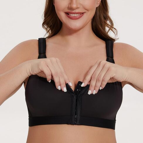 MELENECA Women's Front Closure Wirefree Post Surgery Plus Size Back Support Posture Bra in Kuwait