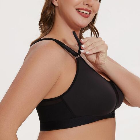 MELENECA Women's Front Closure Wirefree Post Surgery Plus Size Back Support Posture Bra in Kuwait