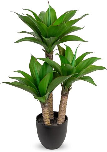 Briful 23.7'' Agave Plants Artificial Realistic Potted Faux Agave Plants 3 Agave Fake Plants in Black Pot Houseplant for Home Decor Indoor Outdoor Farmhouse in Saudi Arabia