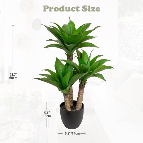 Briful 23.7'' Agave Plants Artificial Realistic Potted Faux Agave Plants 3 Agave Fake Plants in Black Pot Houseplant for Home Decor Indoor Outdoor Farmhouse in Saudi Arabia