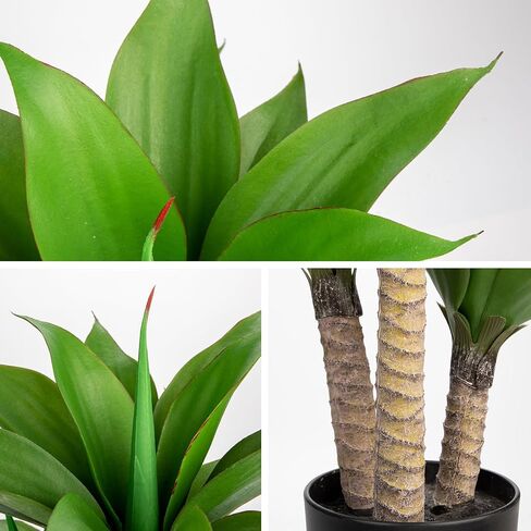 Briful 23.7'' Agave Plants Artificial Realistic Potted Faux Agave Plants 3 Agave Fake Plants in Black Pot Houseplant for Home Decor Indoor Outdoor Farmhouse in Saudi Arabia