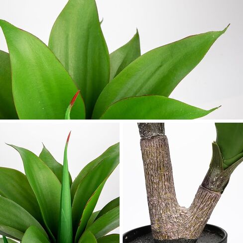 Briful 23.7'' Agave Plants Artificial Realistic Potted Faux Agave Plants 3 Agave Fake Plants in Black Pot Houseplant for Home Decor Indoor Outdoor Farmhouse in Saudi Arabia
