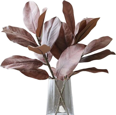 3Pcs Artificial Magnolia Leaves Stems Fake Magnolias Leaf Branches Faux Greenery Stems Real Touch Magnolia Leaves Branches for Indoor Outdoor Home Decor in Saudi Arabia