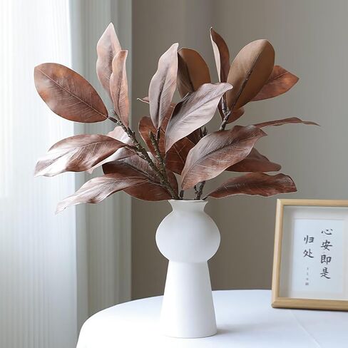 3Pcs Artificial Magnolia Leaves Stems Fake Magnolias Leaf Branches Faux Greenery Stems Real Touch Magnolia Leaves Branches for Indoor Outdoor Home Decor in Saudi Arabia