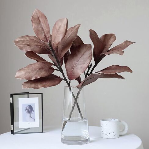 3Pcs Artificial Magnolia Leaves Stems Fake Magnolias Leaf Branches Faux Greenery Stems Real Touch Magnolia Leaves Branches for Indoor Outdoor Home Decor in Saudi Arabia