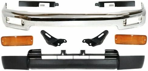 Front Bumper Chrome Steel + Lower Valance Primed + Brackets + Signal Lamps + Fillers Left Driver and Right Passenger Side Direct Replacement Compatible With Toyota 4Runner 1996-1998 in Saudi Arabia