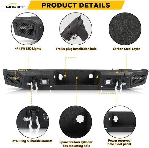 Steel Rear Bumper Fit for Chevy Silverado 2500 3500 HD 2011 2012 2013 2014 W/Sensor Holes 4 Lights and 2 D-Rings Heavy Duty Off Road Back Bumper in Saudi Arabia