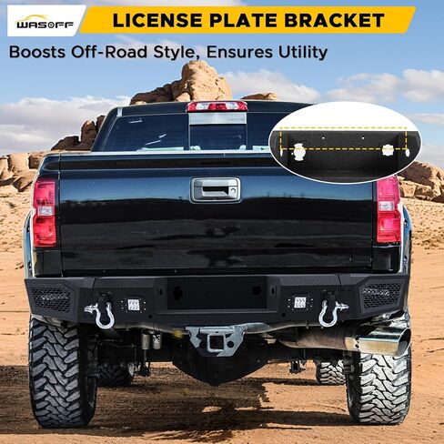 Steel Rear Bumper Fit for Chevy Silverado 2500 3500 HD 2011 2012 2013 2014 W/Sensor Holes 4 Lights and 2 D-Rings Heavy Duty Off Road Back Bumper in Saudi Arabia