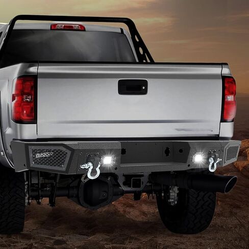 Steel Rear Bumper Fit for Chevy Silverado 2500 3500 HD 2011 2012 2013 2014 W/Sensor Holes 4 Lights and 2 D-Rings Heavy Duty Off Road Back Bumper in Saudi Arabia